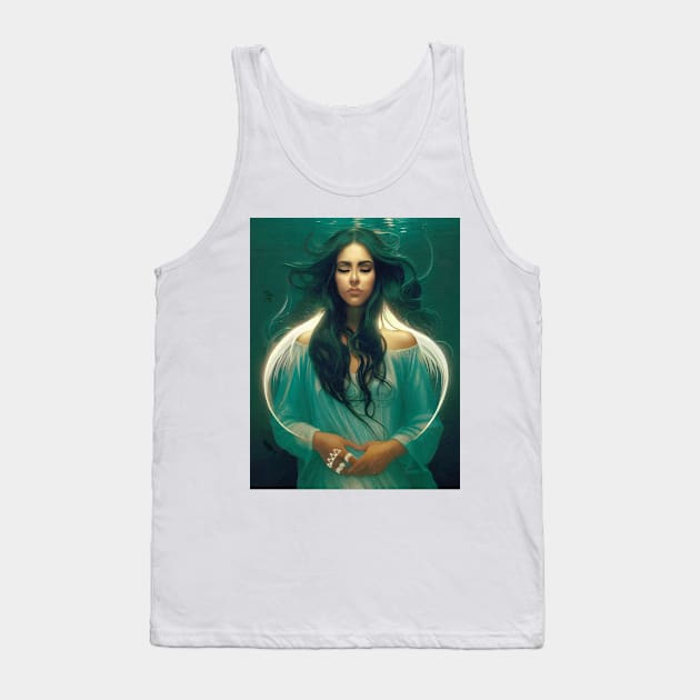 WATER SPIRIT Beautiful Spirit Woman Underwater Stylized Digital Painting Tank Top by DXTROSE